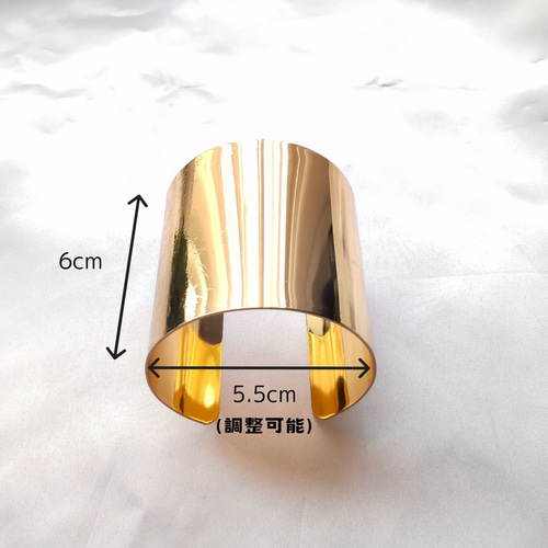 メタルワイドカフバングル ゴールド 6cm 韓国 ブレスレット 太め