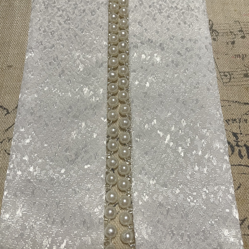 重ね襟 ホワイト✖️パール♡45(送料無料)重ね襟 半襟 伊達 重ね襟 ホワイト✖️パール♡45(送料無料)重ね襟 半襟 伊達