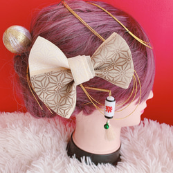 再販》154 小さな麦わら帽子のヘアクリップ ① リボン ヘアクリップ