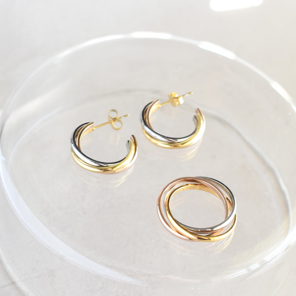 人気【つけっぱなしOK・選べる】トリニティ　サージカルステンレス　3色　3連リング 14枚目の画像