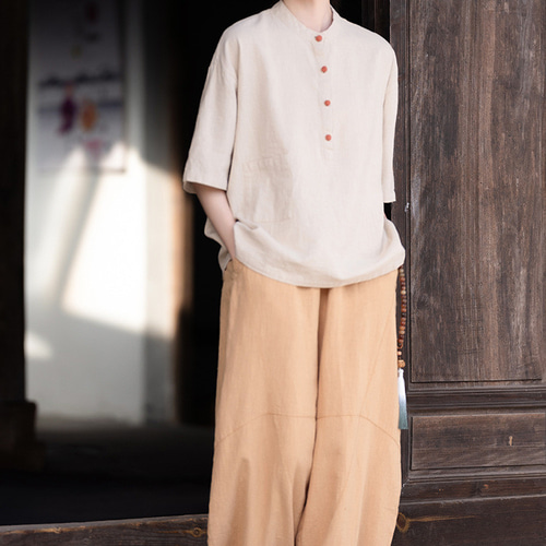 コットンリネンレディースファッション新作：レトロなスタイル
