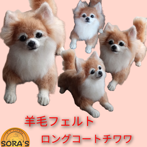 羊毛フェルト・ロングコートチワワ・わんちゃん 羊毛フェルト SORA