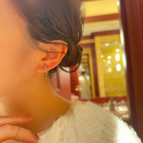 ラスト1点◇metal silver hoop earring メタルシルバー フープ