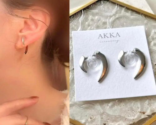 ラスト1点◇metal silver hoop earring メタルシルバー フープ
