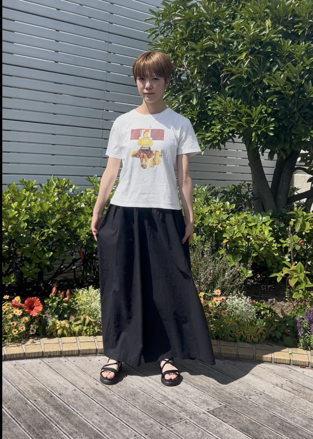 たっぷり贅沢に生地を使った＊ティアードマキシガウチョ ＊ブラックネイビー＊国産コットンリネン