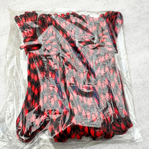 パラコード 4mm 20m 千鳥格子 赤 黒 テント 7芯 編み物 レッド