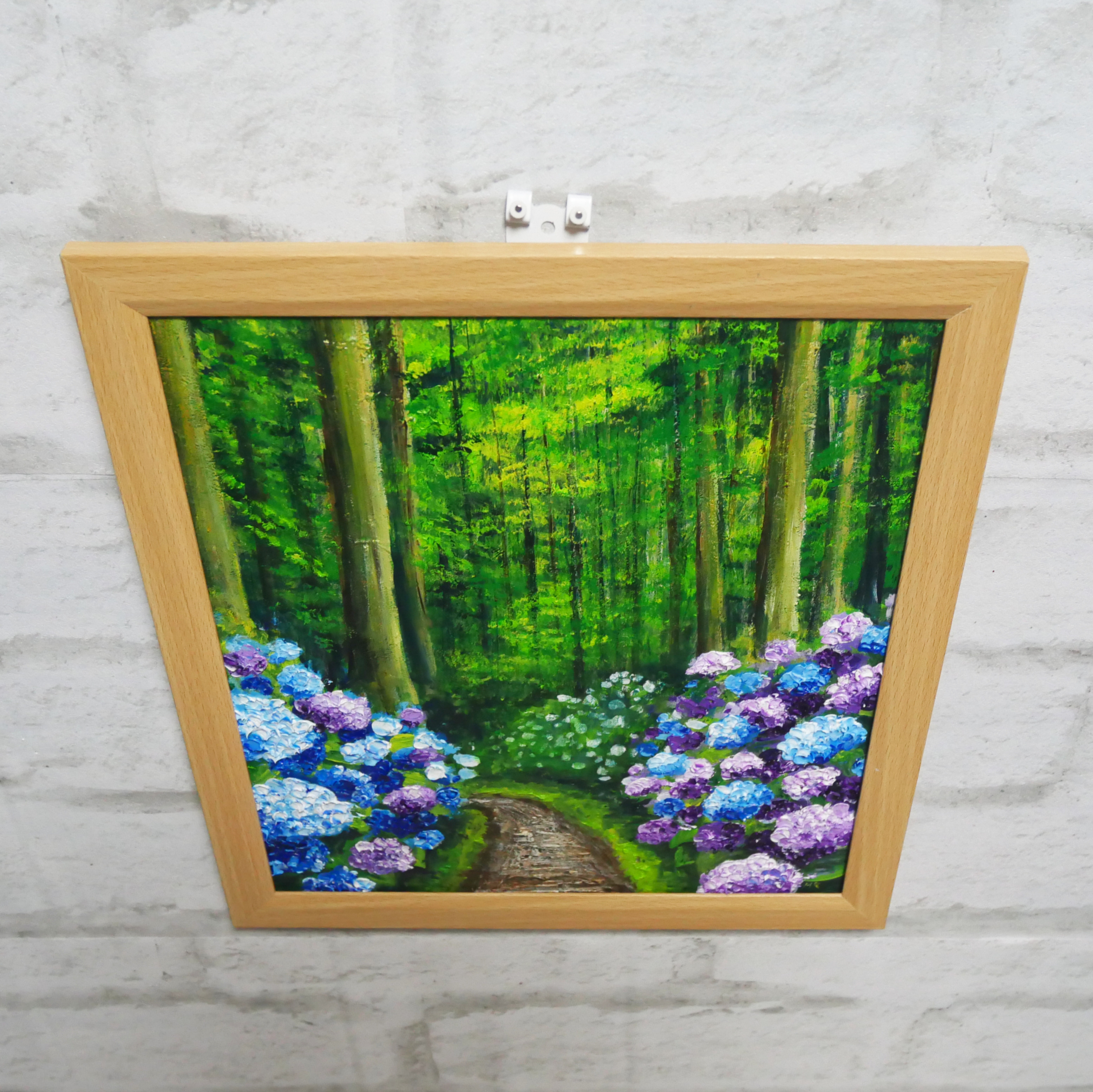 油絵 油彩 油彩画 絵 絵画【森の紫陽花の道】 油絵 油彩 油彩画 絵 絵画【紫陽花の道】 | HIROSHI1990