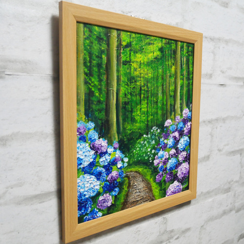 油絵 油彩 油彩画 絵 絵画【森の紫陽花】 油絵 油彩 油彩画 絵 絵画【森の紫陽花の道】 絵画 HR 通販