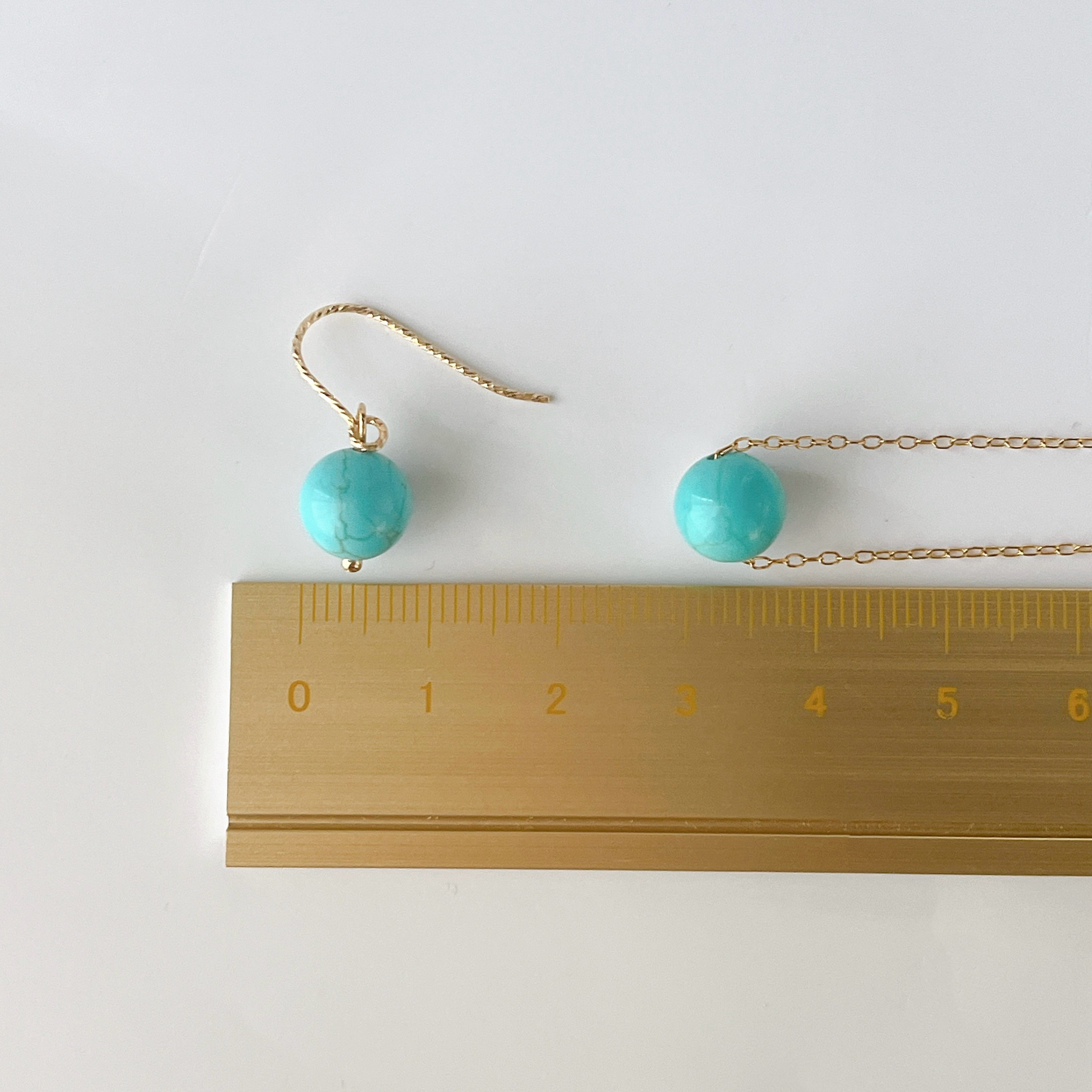 ≪夏の福袋≫マグネサイトターコイズのピアス/イヤリングとネックレスのセット　青 天然石 14kgf プレゼント 誕生日