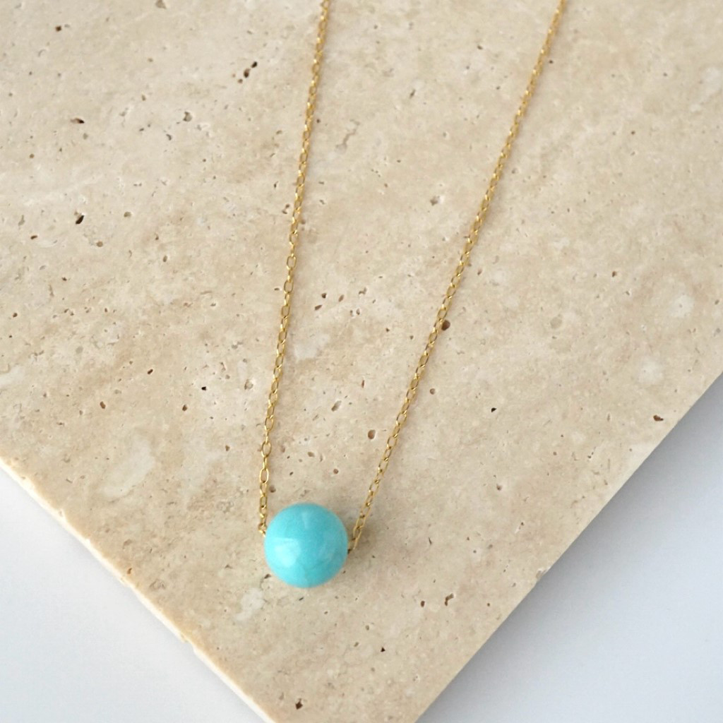 ≪夏の福袋≫マグネサイトターコイズのピアス/イヤリングとネックレスのセット　青 天然石 14kgf プレゼント 誕生日