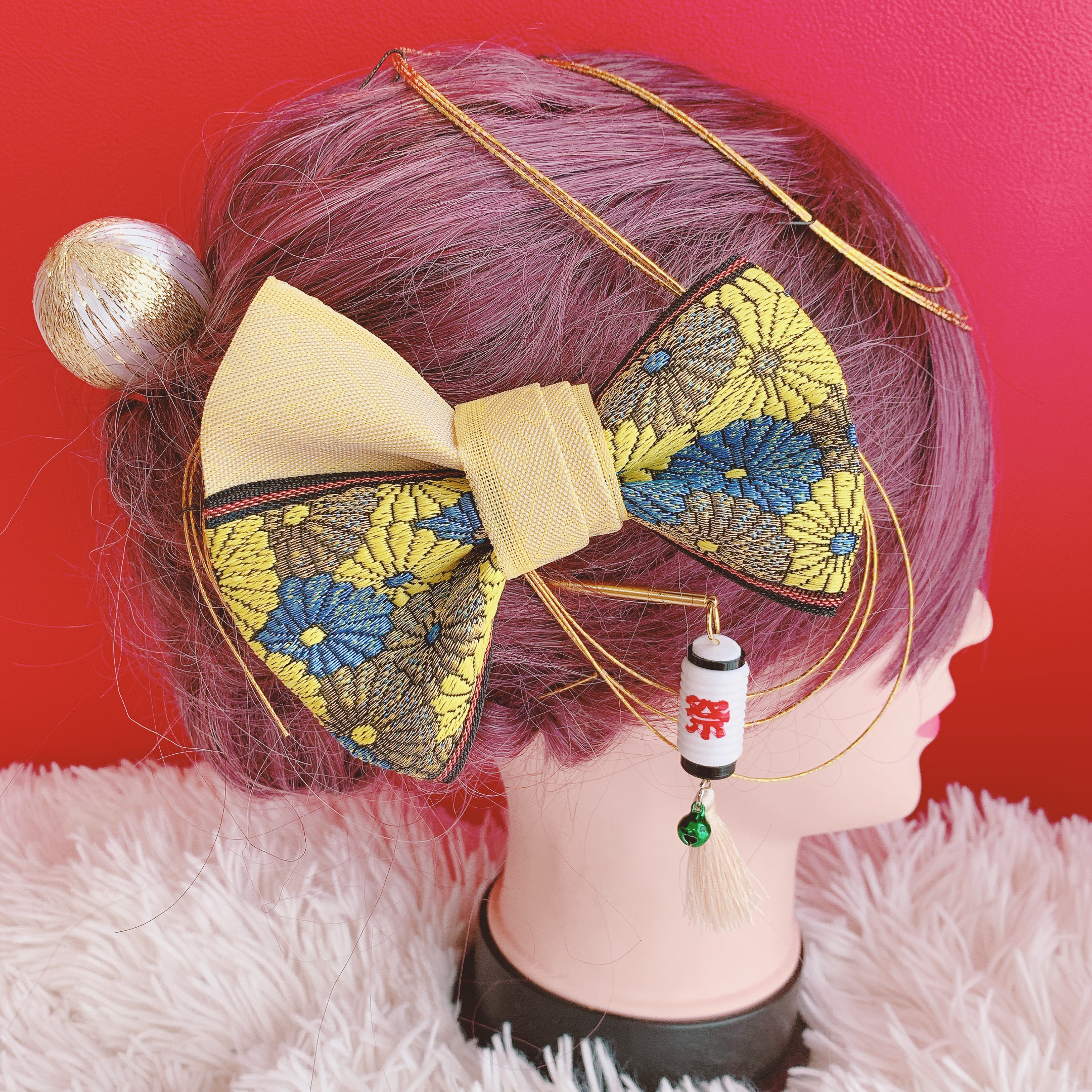 和装髪飾り　リボン　紫　304 髪飾り リボン 袴 ちりめん ヘアアクセサリー 卒業式 紫色 紫