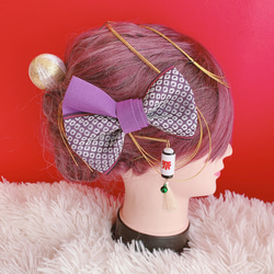 アンティークベアと手染めのアンティークリボン　ハンドメイド ヘアパーツ☆リボン☆和玉☆結婚式☆白無垢☆髪飾り☆卒業式