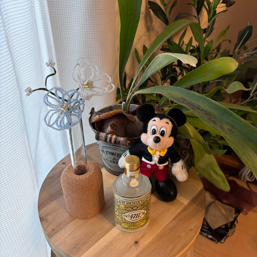 青系ビーズフラワー 花束ブーケ インテリア雑貨 枯れないお花 アート