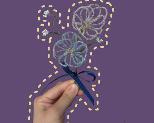 青系ビーズフラワー 花束ブーケ インテリア雑貨 枯れないお花