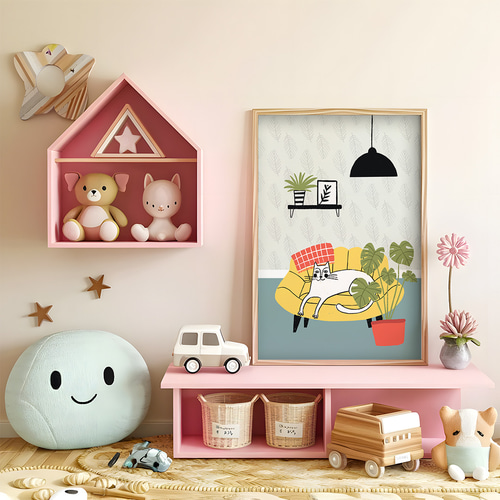 アートポスター 猫 動物 観葉植物 北欧風 可愛い 癒し おしゃれ