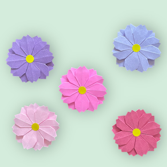 折り紙 花 ハンドメイド コスモス 折り紙ハンドメイド 折り紙花 幼稚園 保育園 介護施設