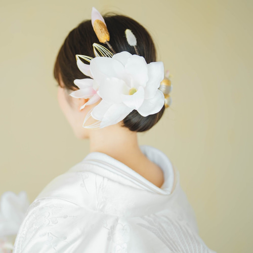 白無垢 成人式・結婚式・卒業式/木蓮 マグノリア 水引 髪飾り