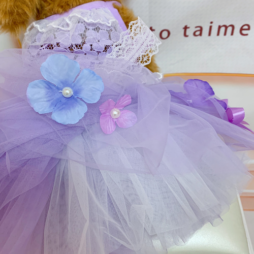 犬猫うさちゃん服 紫陽花のレースワンピース ペット服