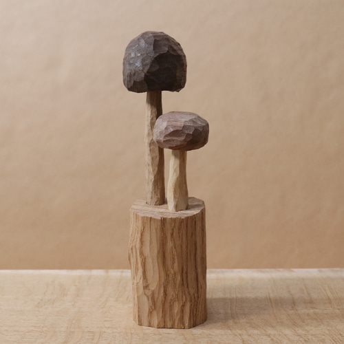 木彫り キノコ 置物 木製 オブジェ インテリア雑貨（木材