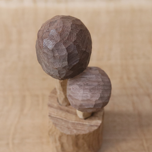 木彫り キノコ 置物 木製 オブジェ インテリア雑貨（木材