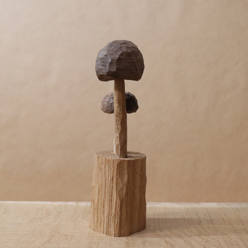木彫り キノコ 置物 木製 オブジェ インテリア雑貨（木材