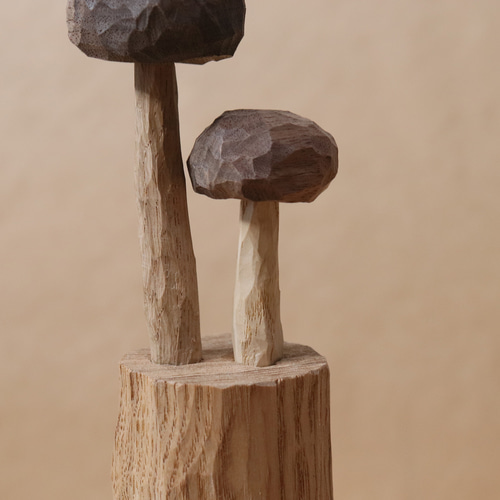 木彫り キノコ 置物 木製 オブジェ インテリア雑貨（木材