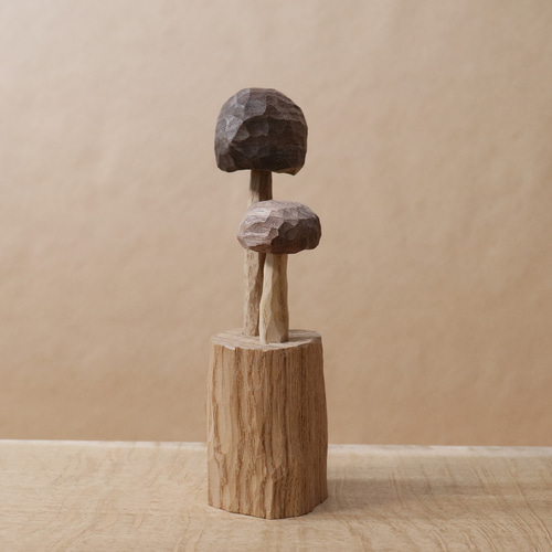 木彫り キノコ 置物 木製 オブジェ インテリア雑貨（木材