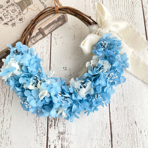 爽やかなブルーハーフリース リース hanayui_happy 通販｜Creema  