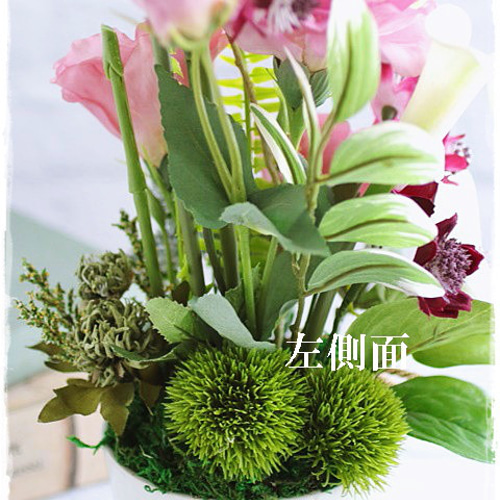 お供え花】ピンクVer. カラーとクレマチスでスッキリと