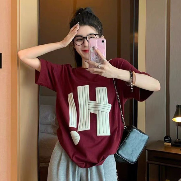 Tシャツ 半袖 ワインレッド M レディース コットン 【公式通販】