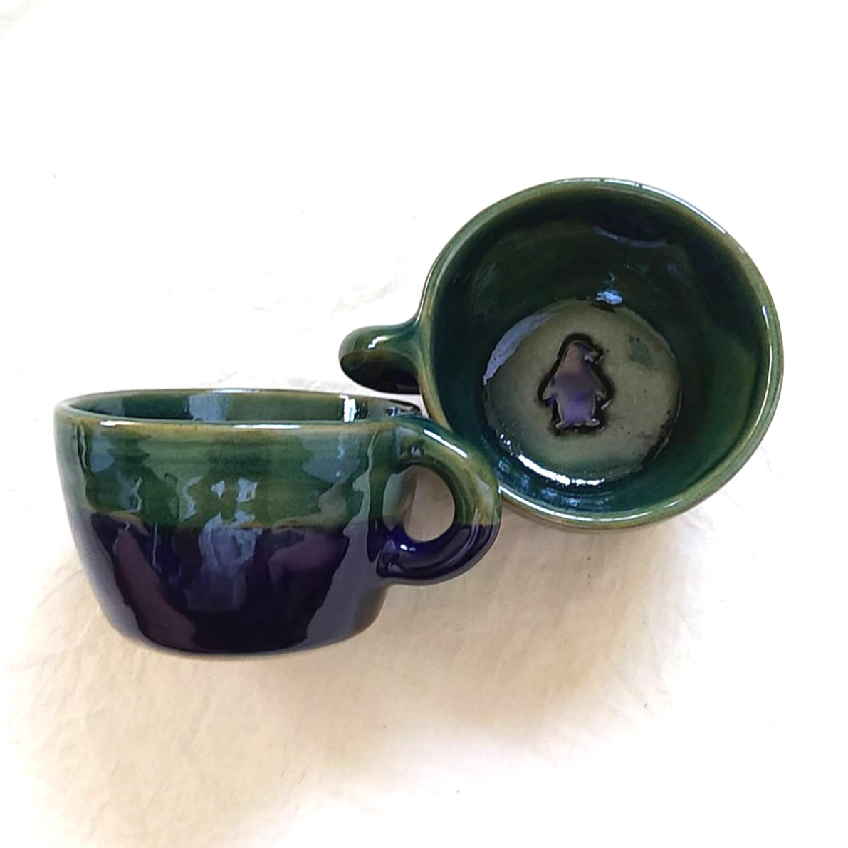 《夏の福袋2点セット》陶の右利き・左利き用ペアマグ【夏色ペンギン】