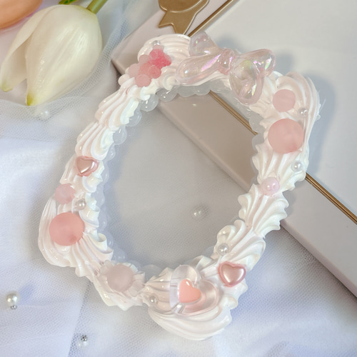 0018 桃色のホイップデコ トレカケース 硬質ケース ピンク 白 お菓子