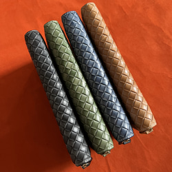 色選択　ハンドメイド 新品 ブライドレザー ヌメ革/本革 編み込み　メンズ財布　長財布　 ラウンドファスナー 2枚目の画像