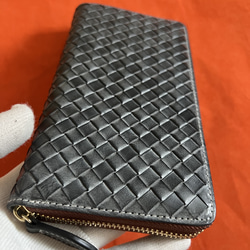 色選択　ハンドメイド 新品 ブライドレザー ヌメ革/本革 編み込み　メンズ財布　長財布　 ラウンドファスナー 12枚目の画像