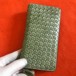色選択　ハンドメイド 新品 ブライドレザー ヌメ革/本革 編み込み　メンズ財布　長財布　 ラウンドファスナー 3枚目の画像