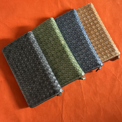 色選択　ハンドメイド 新品 ブライドレザー ヌメ革/本革 編み込み　メンズ財布　長財布　 ラウンドファスナー 1枚目の画像