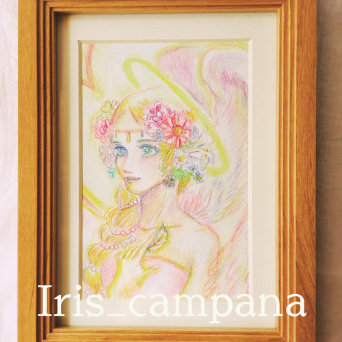 イラスト水彩色鉛筆フレーム付き