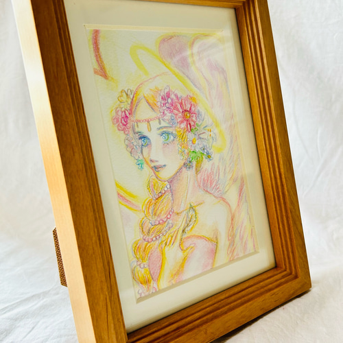 イラスト水彩色鉛筆フレーム付き