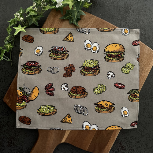 バーガー☆ハンバーガー ランチョンマット ハンドメイド サイズが選べる ランチョンマット ♡ ナフキン ♡ ハンバーガー