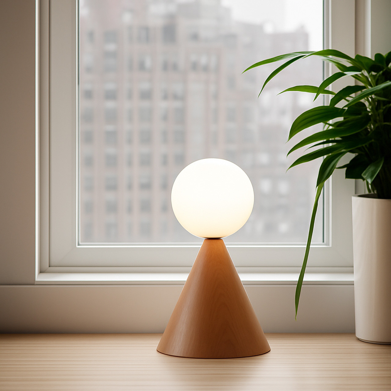 大正レトロスタイル 北米産アッシュ材テーブルランプ 職人手作り 085LT