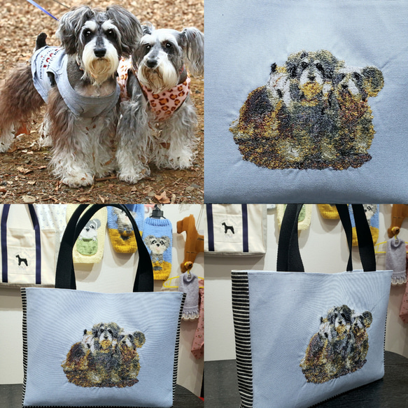 写真データからの刺繍入り帆布のトートバッグ 1枚目の画像