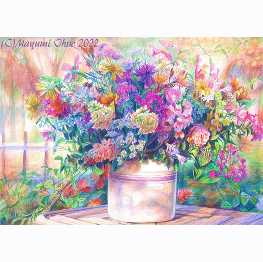 特売 花の絵　花束　花　フラワー　フラワーアレンジ　版画　絵画　アートフラワー 絵画