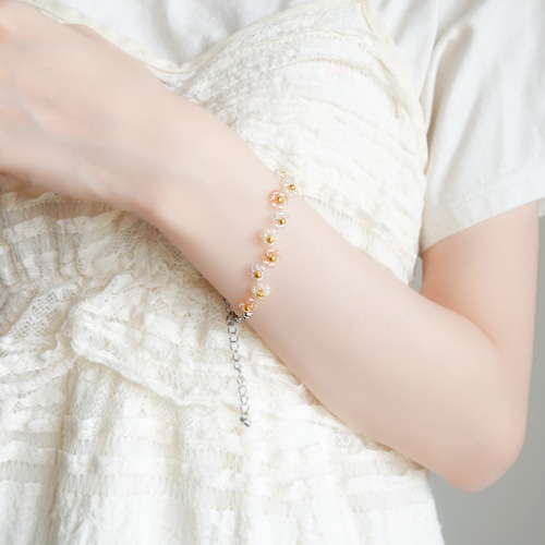 クリア/ベージュ ビーズブレスレット クリア/ベージュ ビーズブレスレット