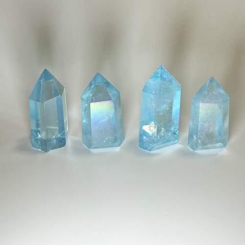 水晶 六角ポイント ブラジル産 台付き 6本 天然石 クリスタル 天然透明