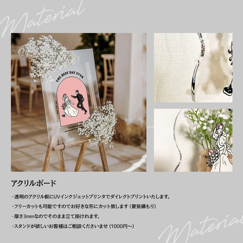 A4アクリル額装ウェルカムボード 似顔絵 筆文字 A4アクリル額装ウェルカムボード 似顔絵 筆文字