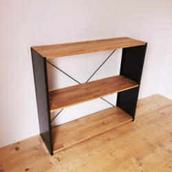 天然木とアイアンの大きなラック / W100×H90×D30 / リビング 食器棚 陳列棚  什器 / 完成品 4枚目の画像