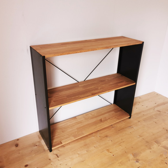 天然木とアイアンの大きなラック / W100×H90×D30 / リビング 食器棚 陳列棚  什器 / 完成品 4枚目の画像