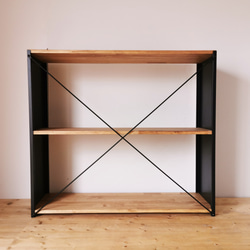 天然木とアイアンの大きなラック / W100×H90×D30 / リビング 食器棚 陳列棚  什器 / 完成品 11枚目の画像