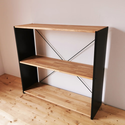 天然木とアイアンの大きなラック / W100×H90×D30 / リビング 食器棚 陳列棚  什器 / 完成品 3枚目の画像