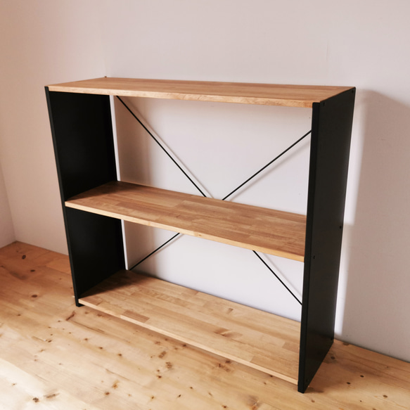 天然木とアイアンの大きなラック / W100×H90×D30 / リビング 食器棚 陳列棚  什器 / 完成品 3枚目の画像